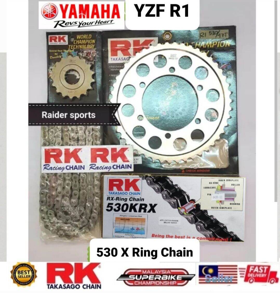 Yamaha YZF R1 YZR R1 RK Sprocket Chain Kit 530KRX X Ring Chain Lazada