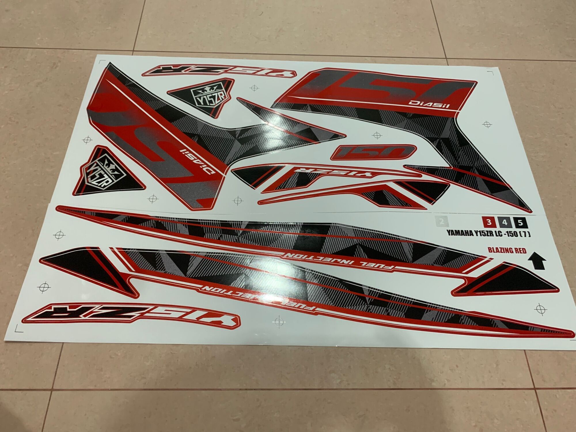 Yamaha Y15 Y15ZR V2 LC150 Body Cover Set Stripe Sticker 7 Cyan