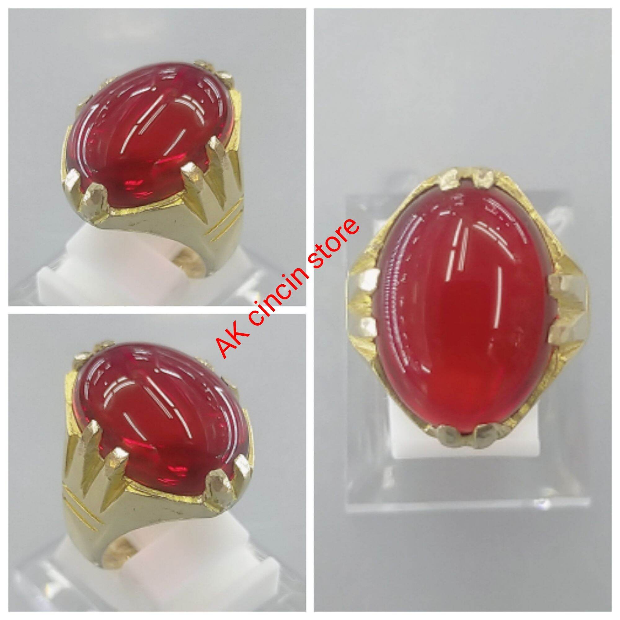 Cincin Batu Merah Delima Asli Lazada