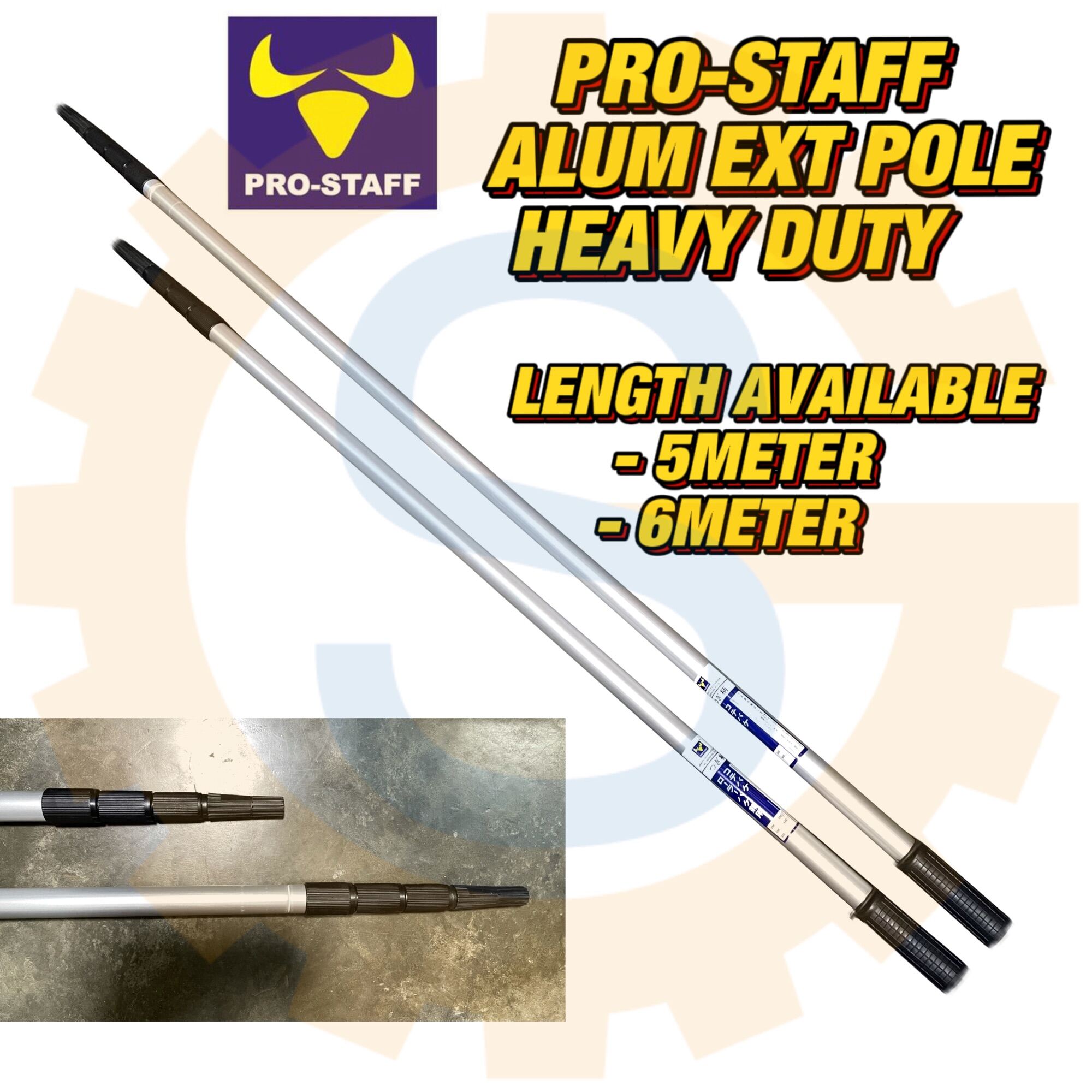 PRO STAFF HEAVY DUTY ALUMINIUM EXTENSION POLE ADJUSTABLE 4M 5M 6M WITH