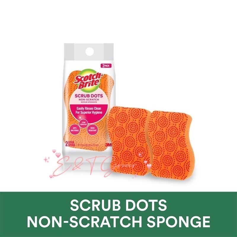 3M Scotch Brite Scrub Dots Non Scratch Scrub Sponge 2 Pcs Pack