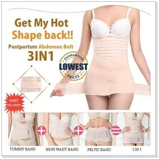 3 in 1 3pcs bengkung moden corset slimming kurus abdomen postpartum