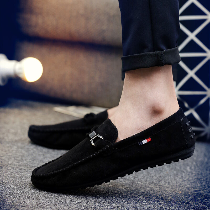 Spring Peas Shoes Breathable Men's Casual Slip-on Lofter Leather Shoes ...