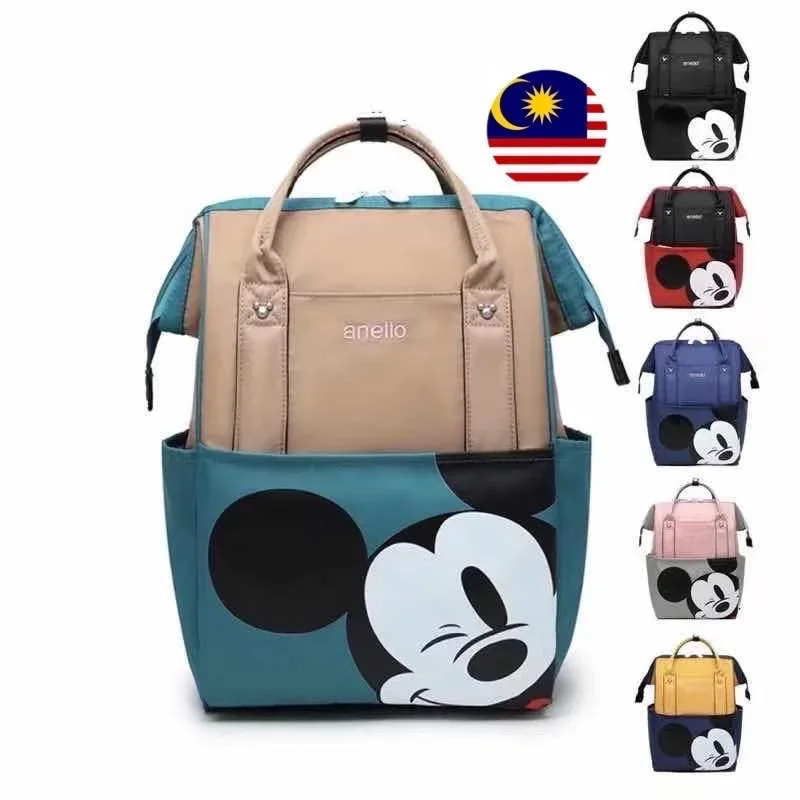 MALAYSIA READY STOCK Mickey Mouse Anello Mummy Bag🔥School Bag Travel Backpack Diaper bag MICKEY BAG BAGPACK MUMMY BAG 妈妈包 mummy bag diaper bag bag susu beg susu diaper bag