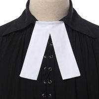 BLESSUME Plain Barrister Band Collar Court Neckwear White For Man Women