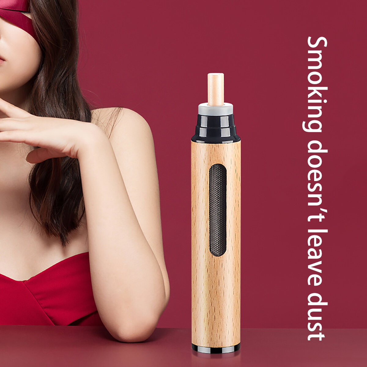 Portable Wooden Car Ashtray Anti-fall Dustproof For Office Home_voghion.com