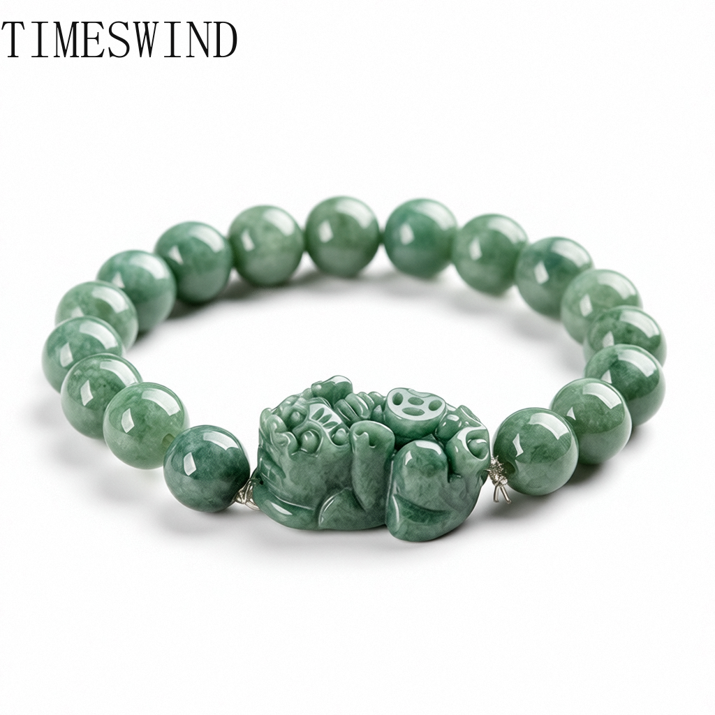 TIMESWIND Vòng Tay Nữ Đính Hạt Hình Đồng Xu Màu Xanh Ngọc Bích Tự Nhiên Đơn Giản Có Giấy Chứng Nhận