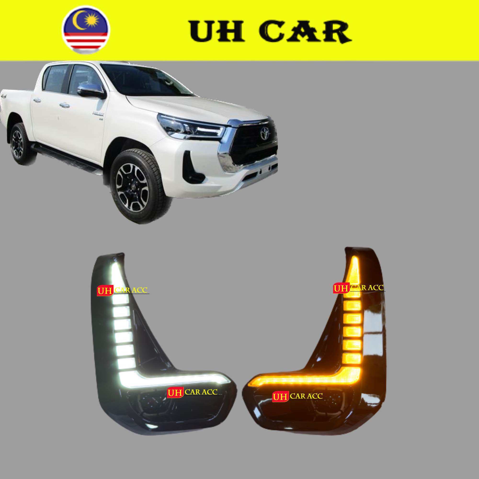 Toyota Hilux Revo Rogue 2.4E 2.4G 2.4V 2020-2022 Front Bumper Drl Daylight Dynamic Led Light With Running Signal. 