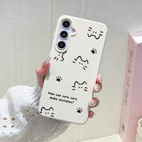Cute Line Cat Phone Case For Samsung S25 Ultra Case Galaxy A56 5G A16 A17 A55 A36 A53 A35 A34 A06 A07 A26 A05S S24 FE S23 Cover