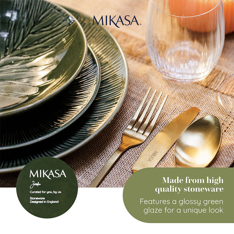 Mikasa Jardin 4pc Pasta Bowl Set, 4x Glazed Stoneware Pasta Bowls, Green Botanical Design, Dinner Bowls for Pasta, 20cm - Dishwasher Safe & Stackable ราคา 1,497 บาท*ส่งฟรี