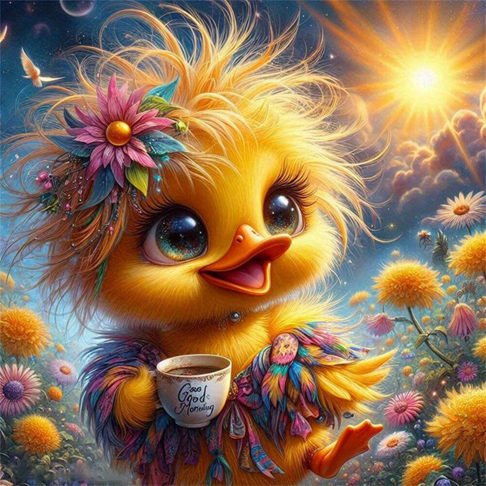 Evershine 5D Printed Cross Stitch Kit Duck Printed Canvas Embroidery Animal Counted Unprinted 11CT Flower Handmade Gift