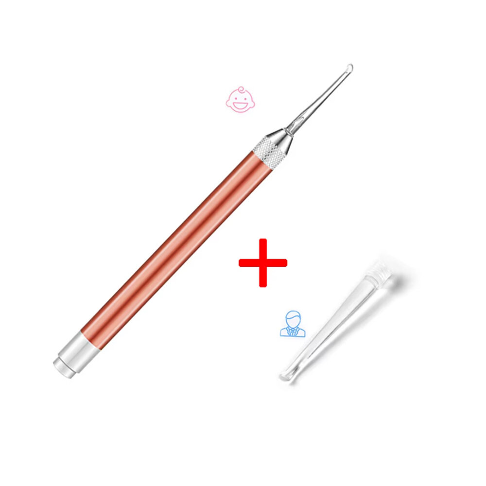 Baby Ear Cleaner Spoon LED Flash Light Ear Wax Curette Picker Visual Children Earpick Eer Wax Dig Remover Nose 2pc siliconespoon