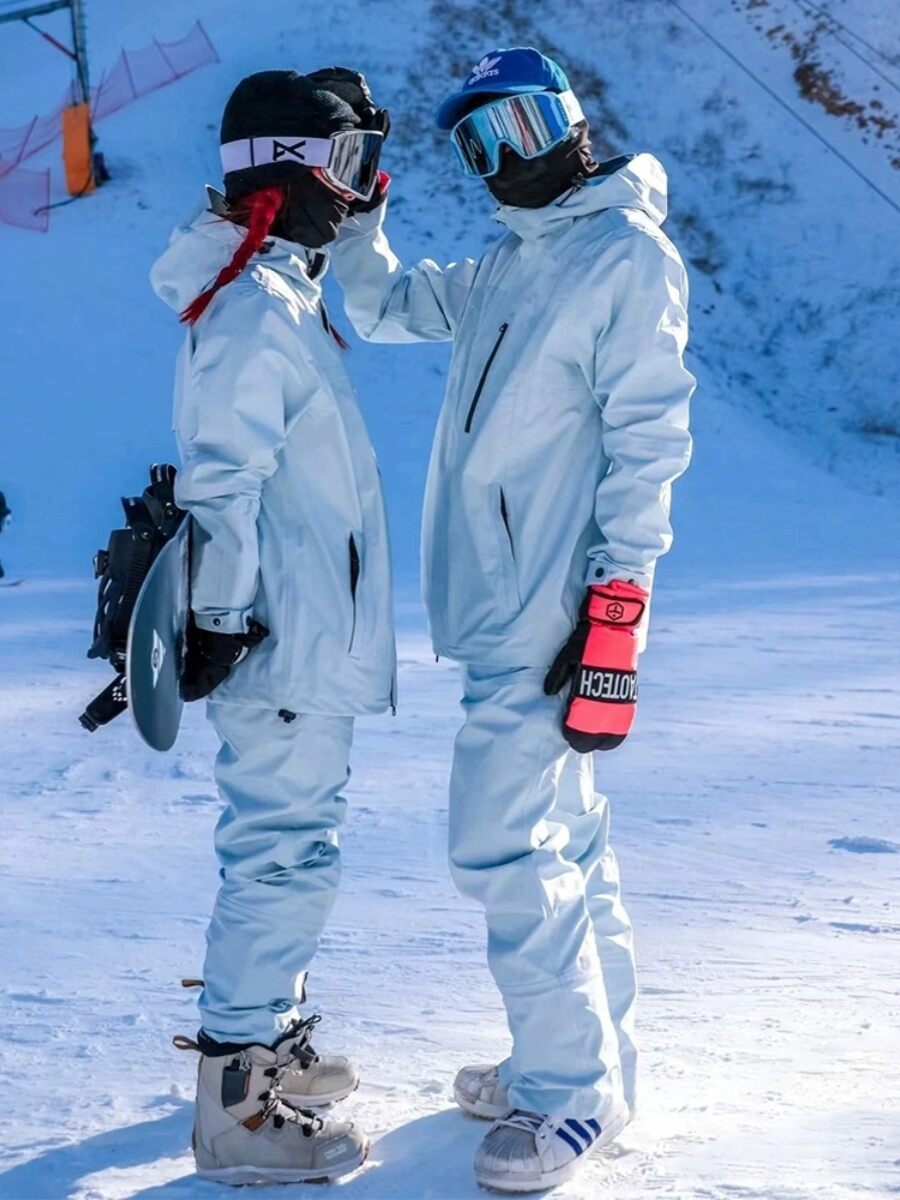 Men's Winter Thickened Fleece Lined Ski Pants And Jacket Set Polar Cold Resistant Snowy Ground Skiing Outfit Blue for Couples Harga  269 Ringgit*Penghantaran Percuma