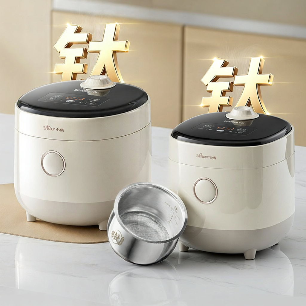 Bear | Mini Rice Cooker 316L Stainless Steel 0 Coating Inner Pot 1.6L Touch Control for 1-2 People Energy Efficient Multi Function Cooker