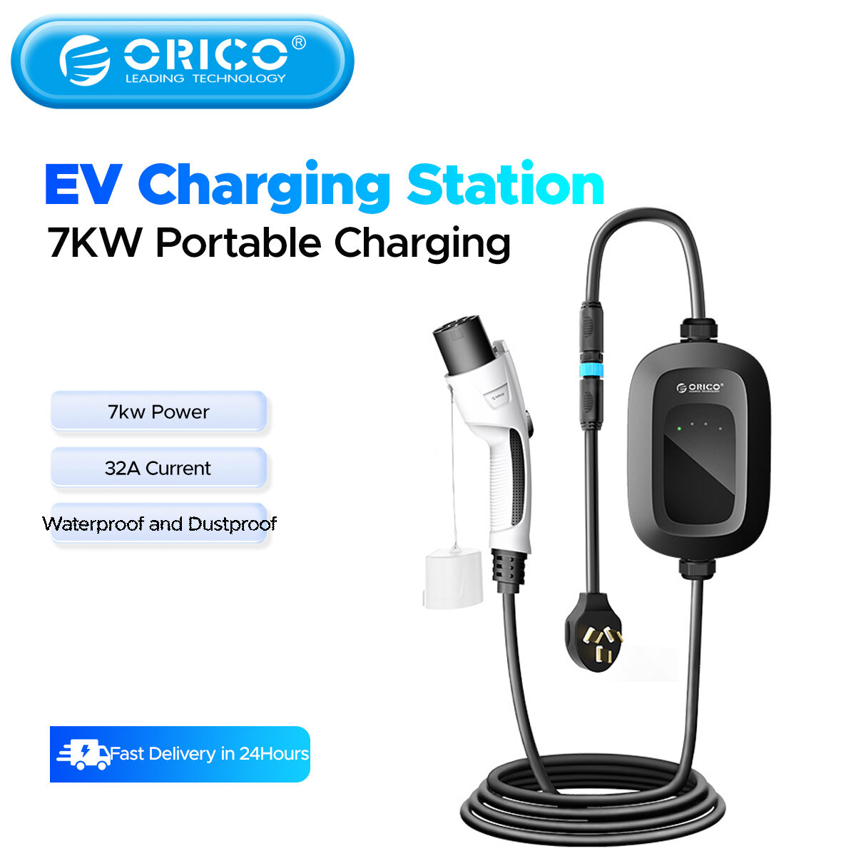 ORICO EV đồ sạc di động 8-16a có thể chuyển đổi wallbox Trạm Sạc cho xe điện 7kW xách tay Phích cắm