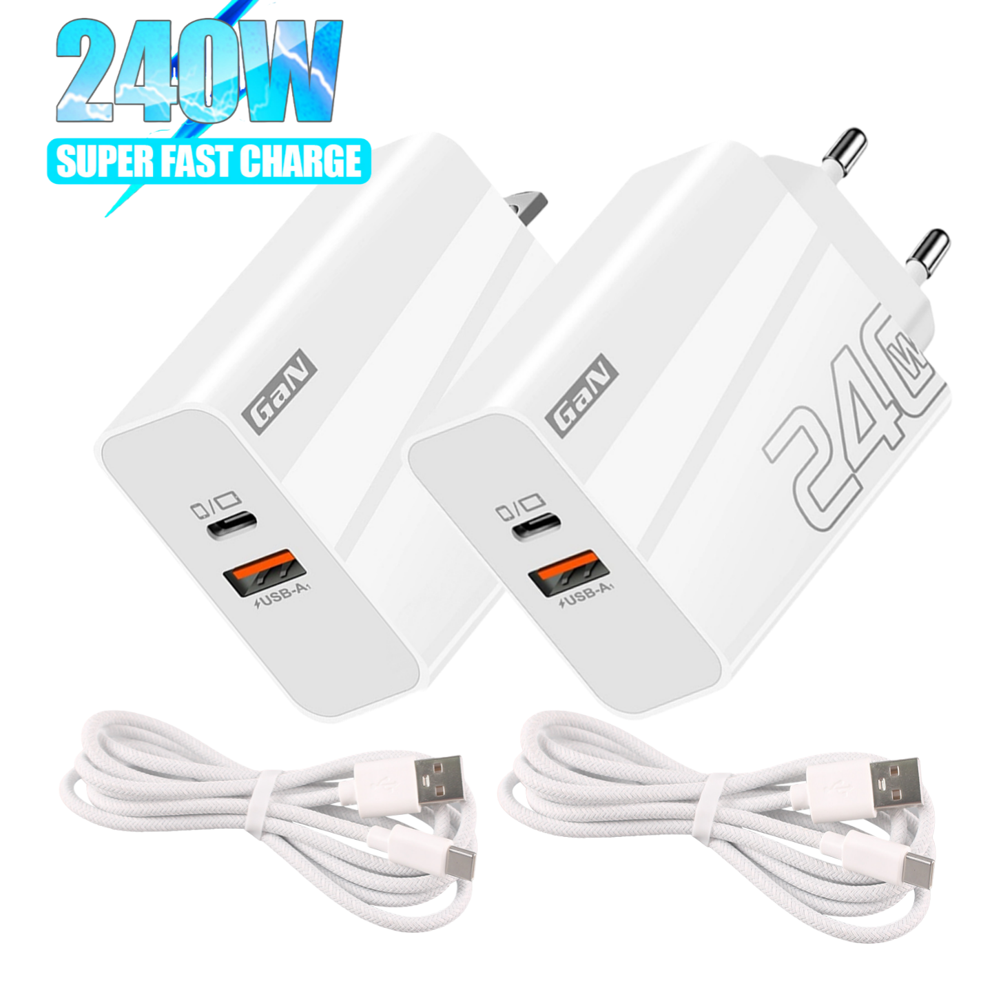 240W PD và cổng USB Bộ sạc nhanh gắn tường UK/US/EU ổ sạc điện thoại di động Adapter cho iPhone Samsung Xiaomi