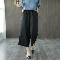 Lieoyuarn | Cotton and Linen Loose Wide Leg Pants 3/4 Length