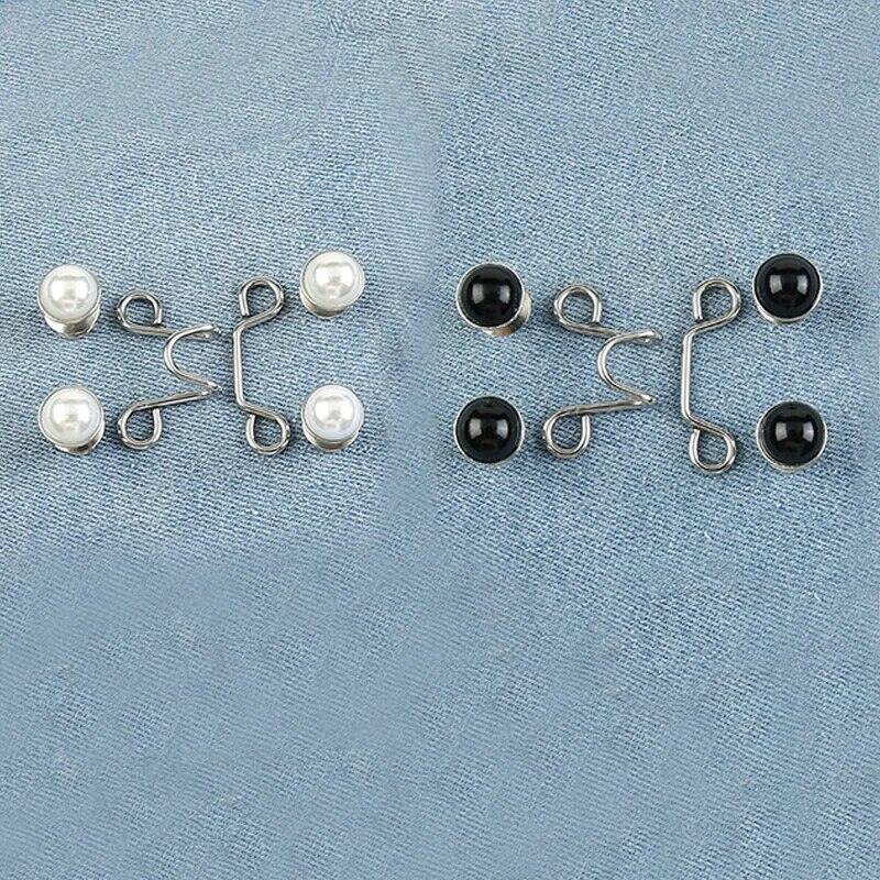 Waist Button Studless Removable Button Tool for Waist Adjustment Adjustable Button for Jeans Faux Pearl Belt Tightener