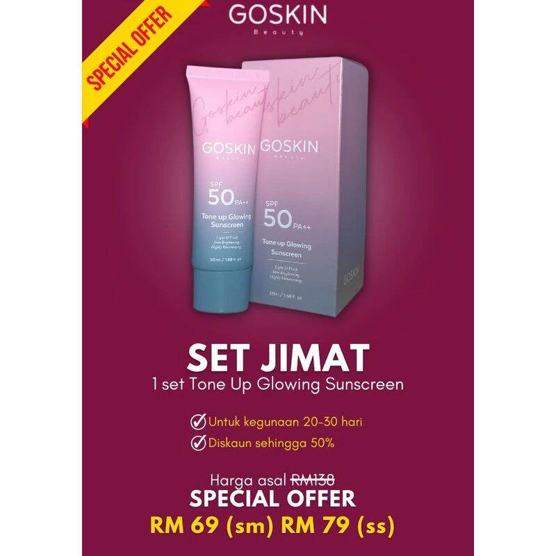 GOSKIN SUNSCREEN GLOWING RAWAT JERAGAT ALL SKIN TYPES | Lazada