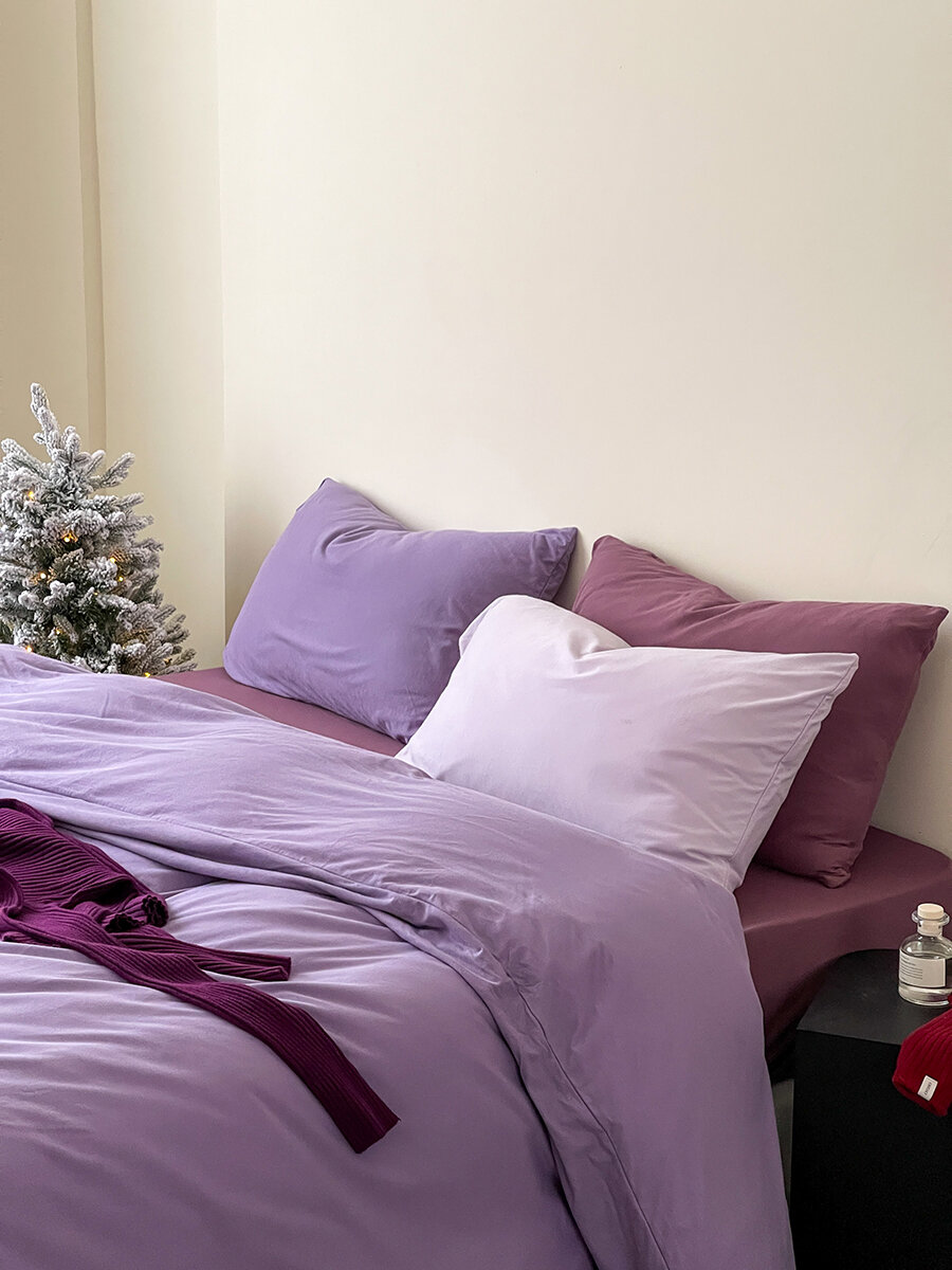 Pure Color Knitted Linen Cotton Bedding Set 4-Piece Suite Breathable Comforter Cover Dustproof Bed Canopy Style Nordic Design Harga  250 Ringgit*Penghantaran Percuma