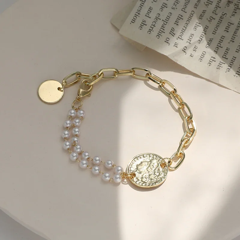 Simple Special-Interest Design Ins Style Bracelet Female Creative Asymmetric Personality Avatar Bracelet Pearl Bracelet