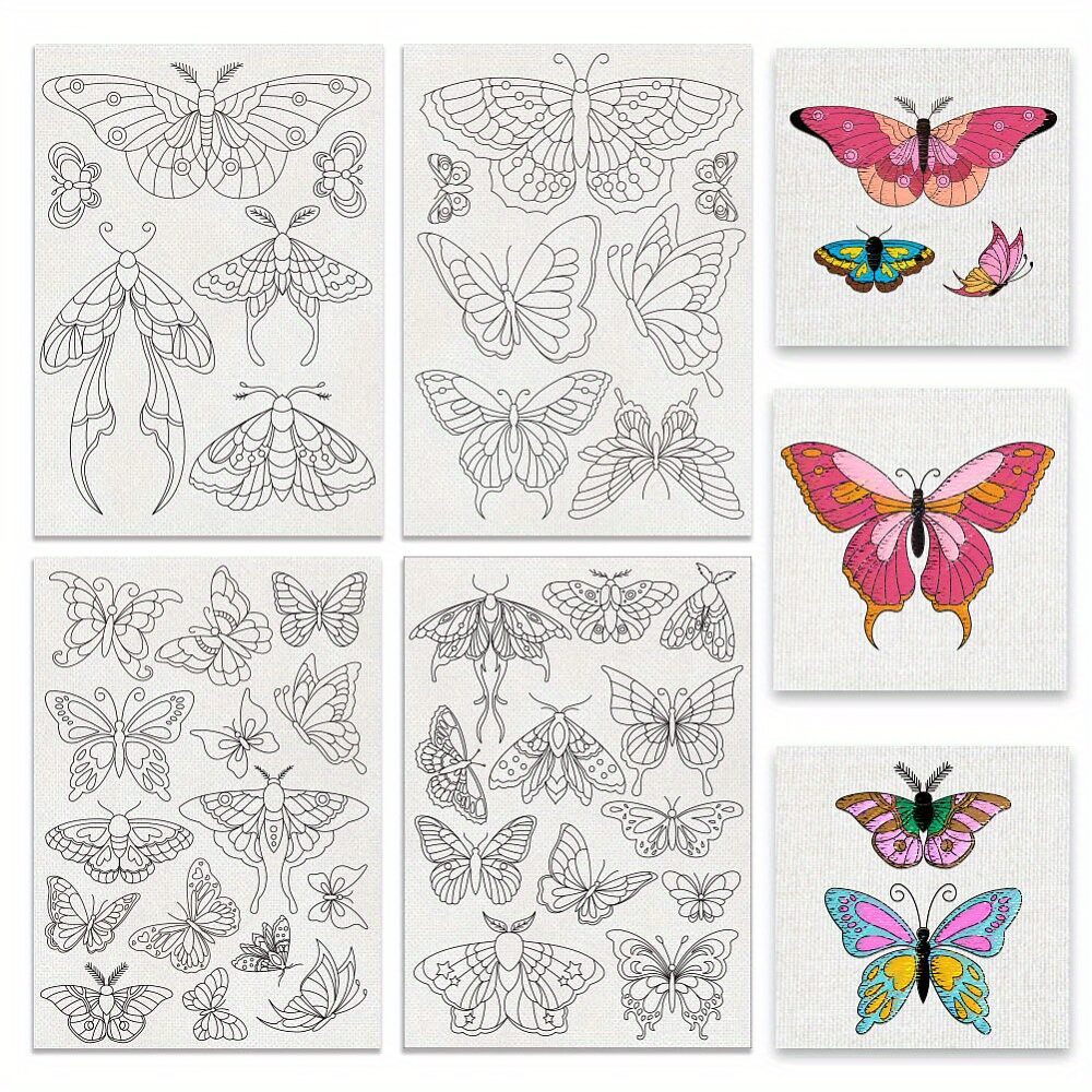 1set 4Sheets 11.6x8.2 Inch Stick and Stitch Embroidery Patterns Non-woven Fabrics Water Soluble Embroidery Stabilizers