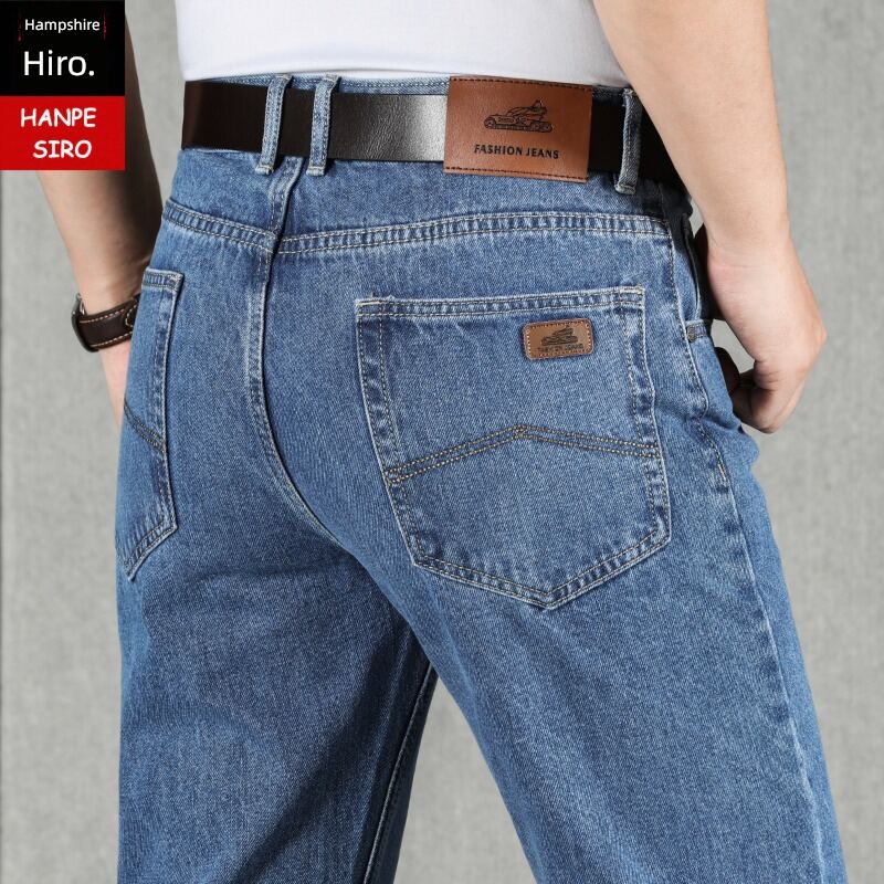 Pure Cotton Men's Jeans Loose Straight Leg Thin Summer New Mid-aged Dad High Waist Long Pants Business Casual Classic Fit Harga  265 Ringgit*Penghantaran Percuma