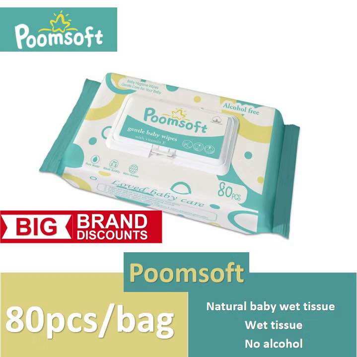 Lowest Price !!!!! POOMSOFT Non Alcohol Baby Wet Wipes (80Pcs/Pack)