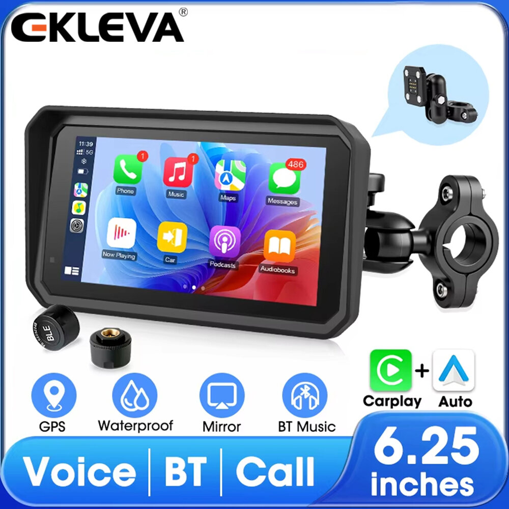 EKLEVA M6 2K Wireless CarPlay Motocycle Android Auto 6.25 inch Portable Digital Motorcycle Dashboard Motorcycle Navigation Display Screen Giá 3,920,010 Đồng*Miễn phí vận chuyển