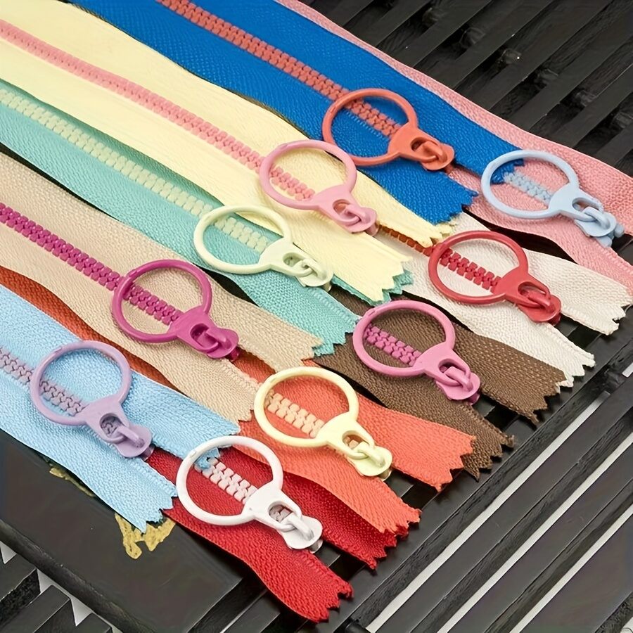 10pcs15cm-30cm mixed resin zipper 3# closed with pull loop durable zipper head for sewing crafts bags