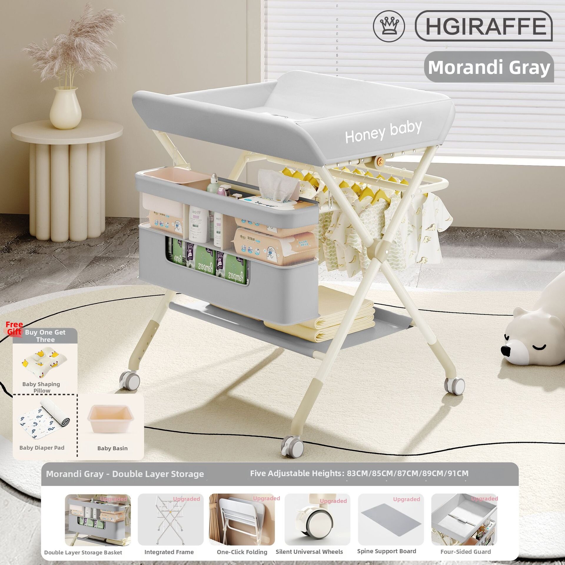 MLZH | Newborn Baby Changing Table Multifunctional Foldable