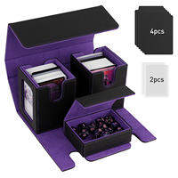 Moko MTG Deck Box MTG Commander Card Deck Box with Commander Display & Dice Tray Fits 400+ Unsleeved Cards Leather Magnetic Card Storage Case with 4 Dividers for TCG Magic Cards