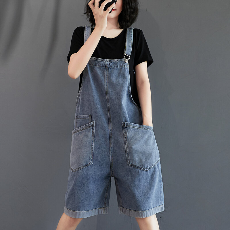 Elegant Large Pocket Loose Denim Overalls for Chubby Girls | Lazada