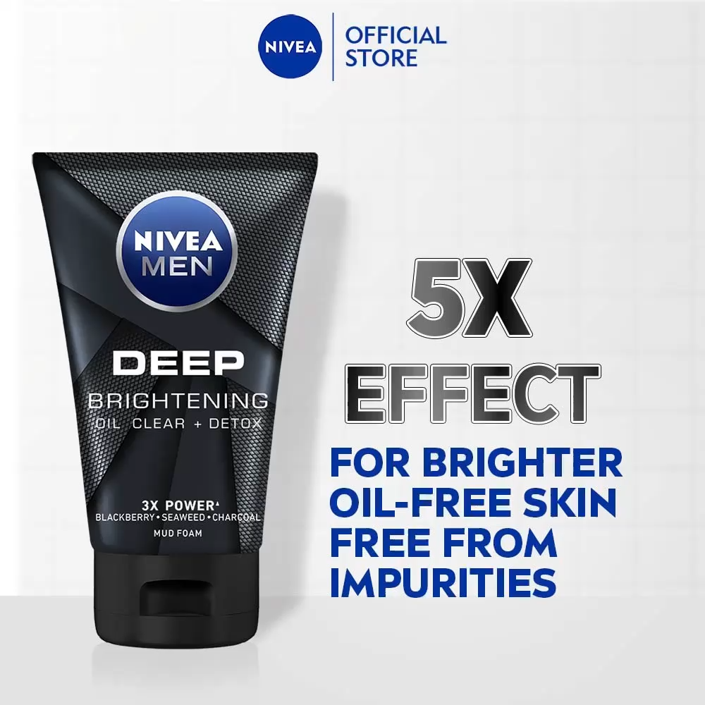 NIVEA MEN Deep Brightening Oil Clear Detox Mud Foam 100 g Skin Care Oil Control Face Cleanser Face Wash Lazada