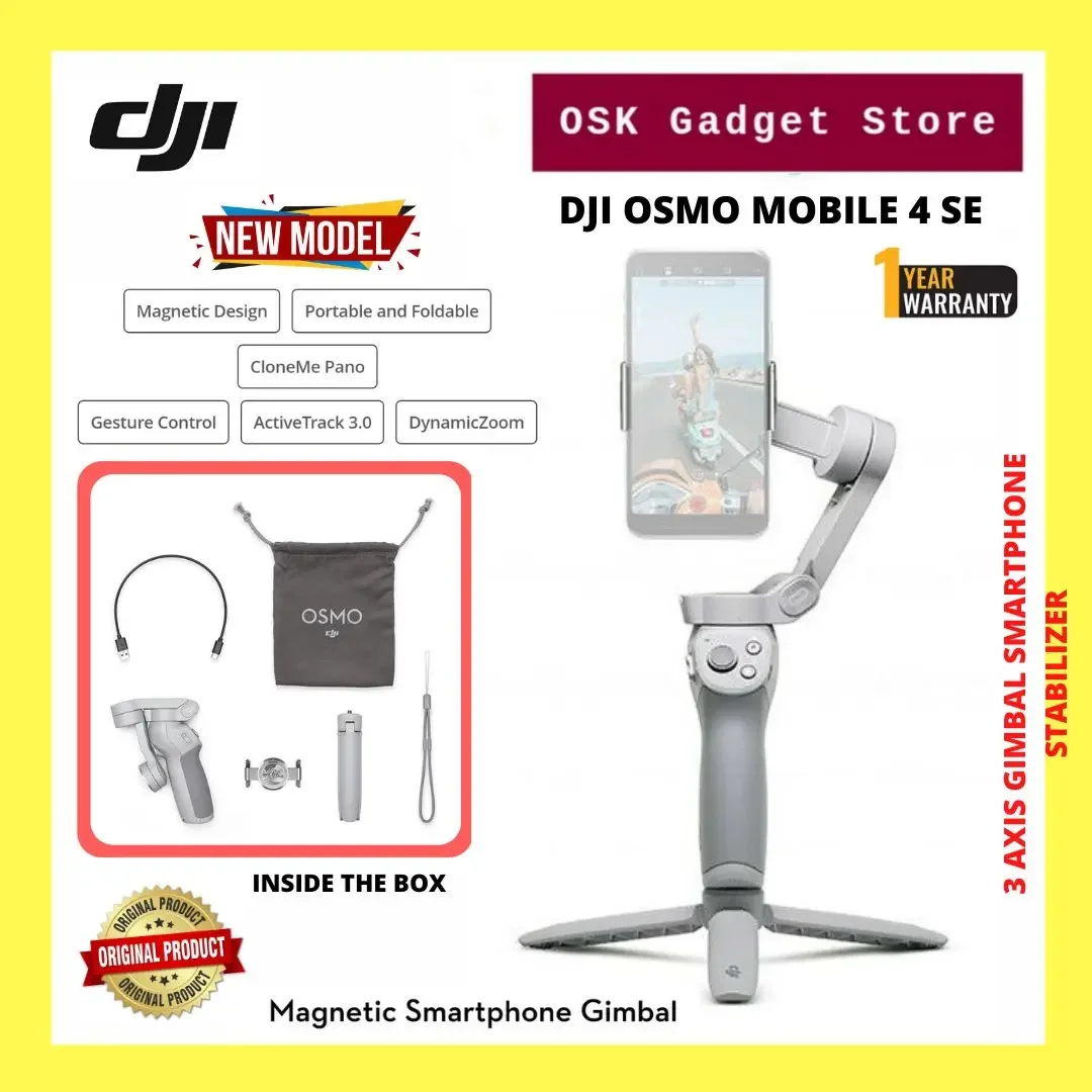 DJI OSMO Mobile 4 SE 3-Axis Gimbal Magnetic Smartphone Stabilizer | DJI Mimo App |