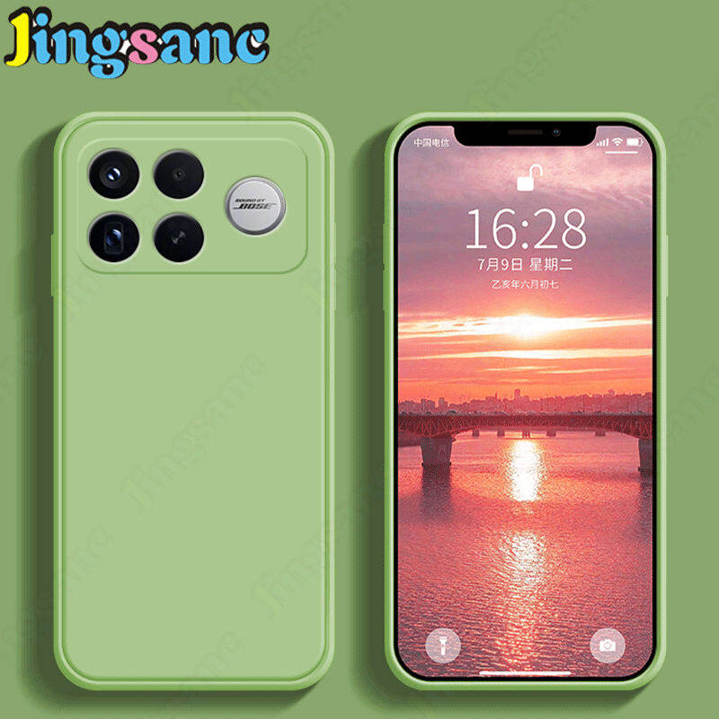 Jingsanc For POCO F8 Ultra Phone Case Fashion Square Straight Edge Soft Liquid Silicone Cover Camera Protection Shockproof Back Casing A25-1