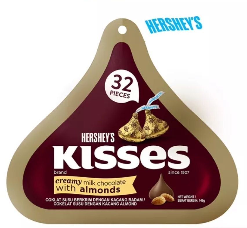 Hershey Kisses Cream Milk Chocolate Almond 146gm Lazada
