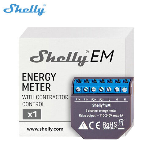 Shelly EM + 50A Clamp Domotica Smart switch WiFi Operated Energy Meter Contactor Control Internal Memory Measurement And Configurable Alarm ราคา 1,515 บาท*ส่งฟรี