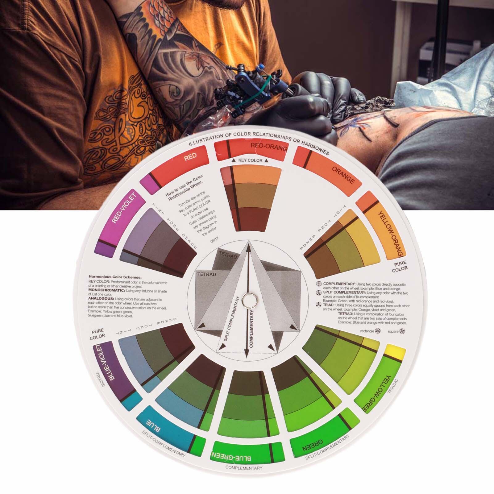 Color Wheel Chart Mix Color Guide Tattoo Pigment Mix Color Wheel for Permanent Eyebrow Lip Tattoo