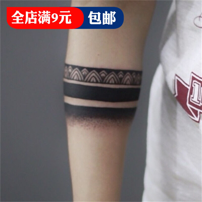 Waterproof Men's and Women's Long-Lasting Scar Covering Ukiyo-E Totem  Bracelet Goth Line Arm Original Arm Ring Tattoo Sticker | Lazada
