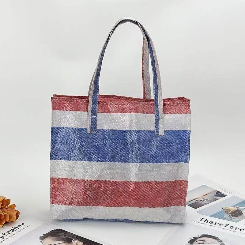 HK Red White Blue Tricolor Nylon Carrier/Laundry/Reuseable Bag l 香港红白蓝胶袋手提包手提袋时尚立体通勤小拎包