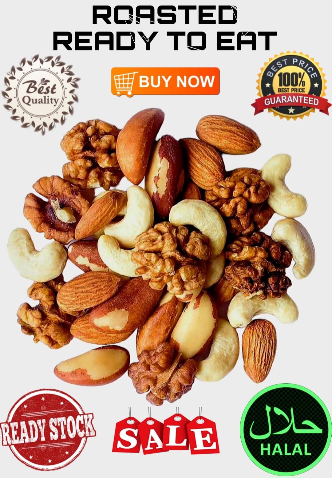 Mixed Roasted Nuts Ready Stock In Malaysia.250gm./500gm/1000gm.1kg