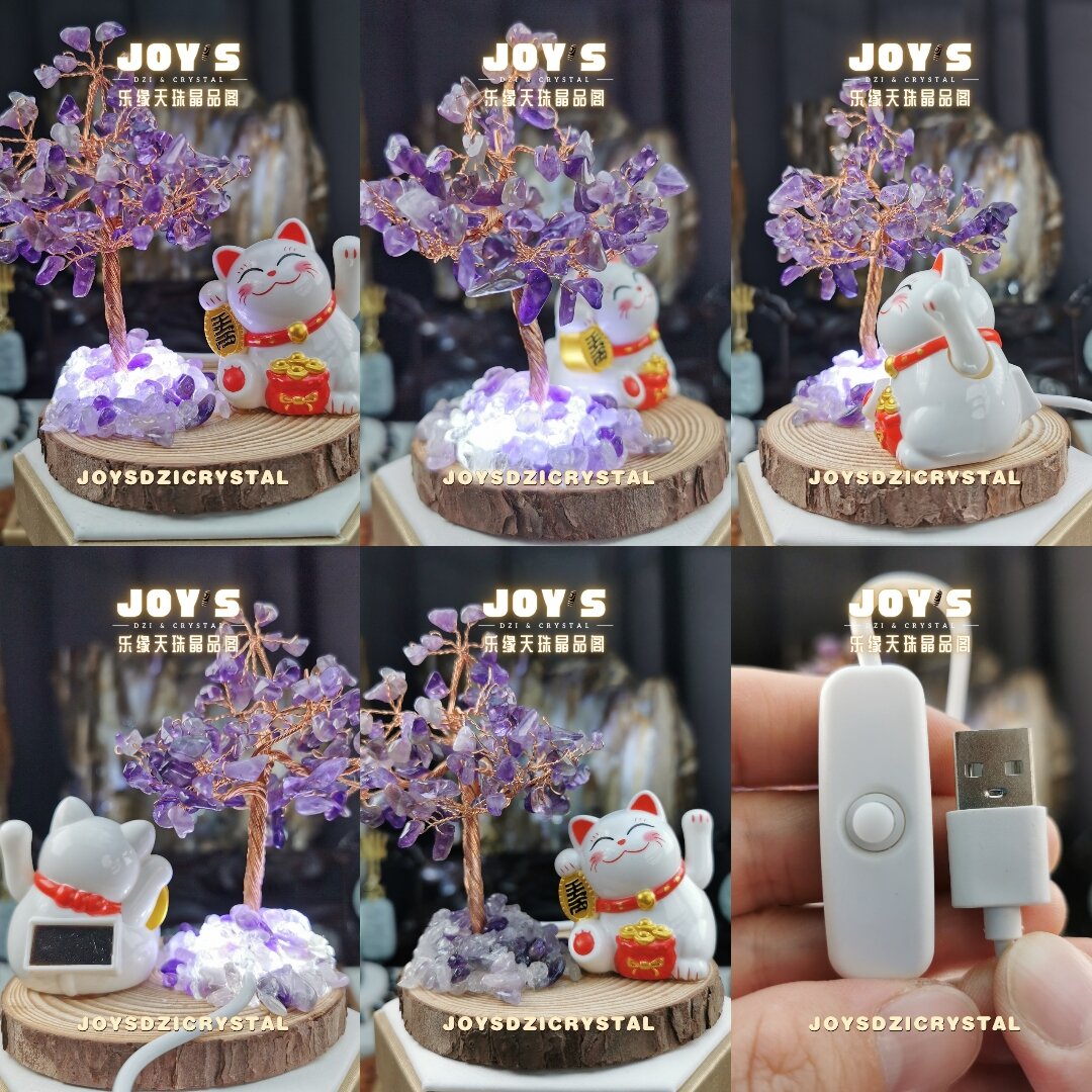 JOYSDZICRYSTAL 乐缘天珠晶品阁招财猫太阳能招财猫招财摆件招财风水