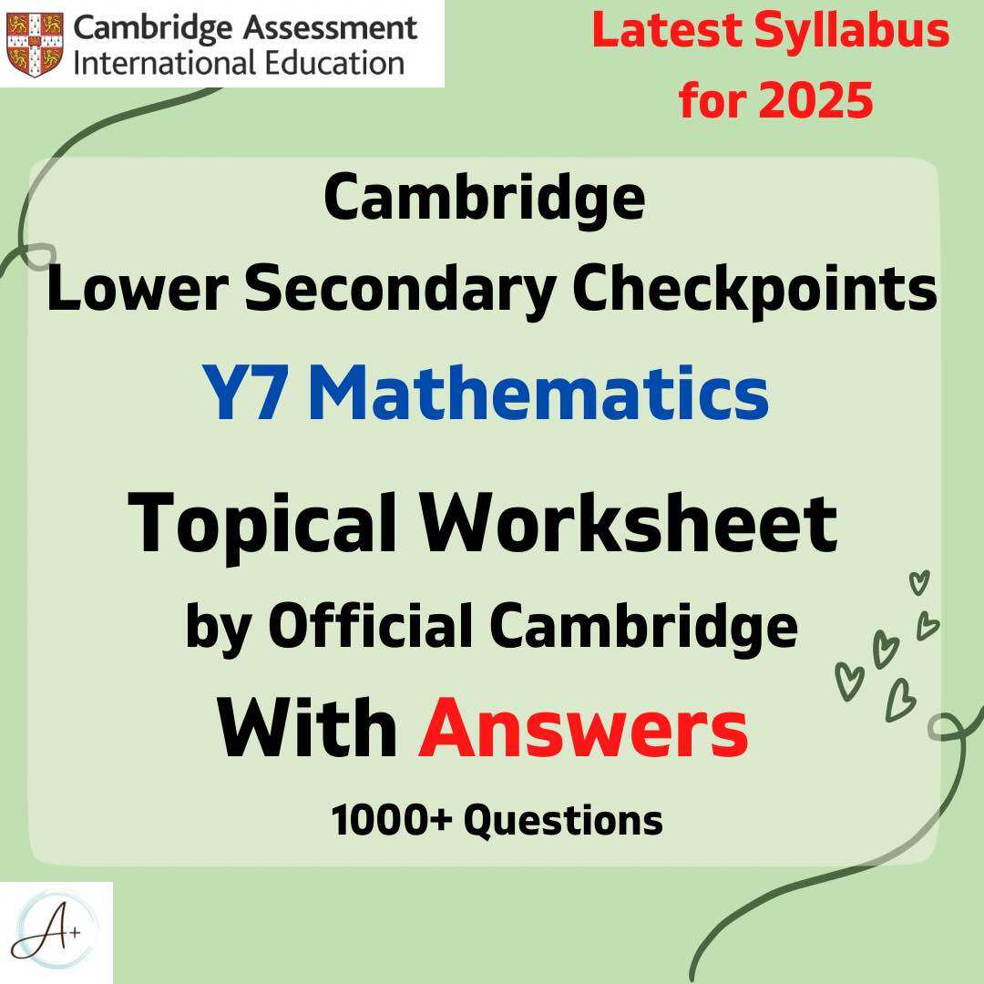 Year 7 Math Cambridge Lower Secondary Topical Worksheets with Answers | Hardcopy | Year 7 Checkpoint Preparation Revision