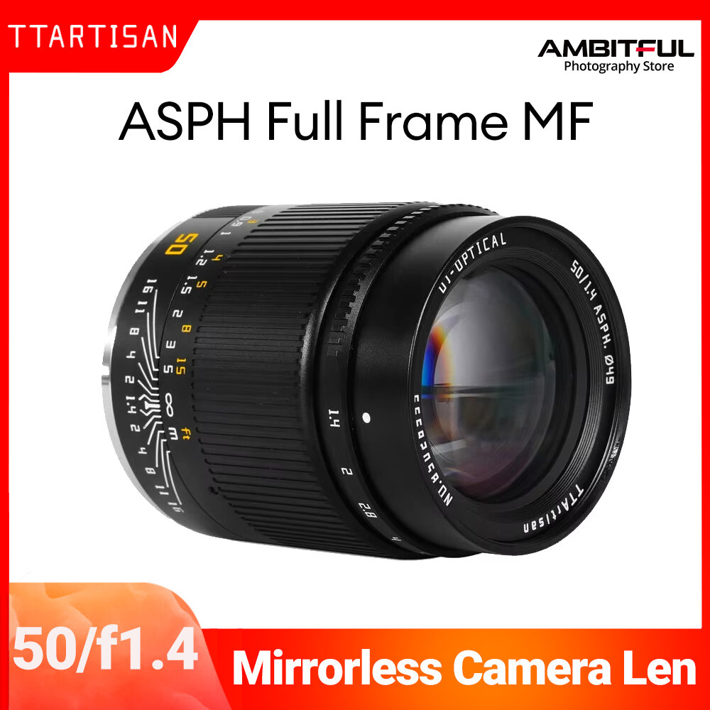 เลนส์กล้อง เลนส์ถ่ายภาพคุณภาพสูง AMBITFUL TTartisan 50 มม.F1.4 ASPH Full Frame เลนส์ขนาดใหญ่ MF Prime สำหรับ Sony A7 A9 Canon R5 Nikon z5 Sigma FP Leica