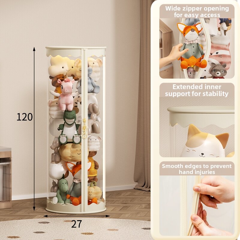Upgraded Zipper Doll Storage Tube Clear Cylinder