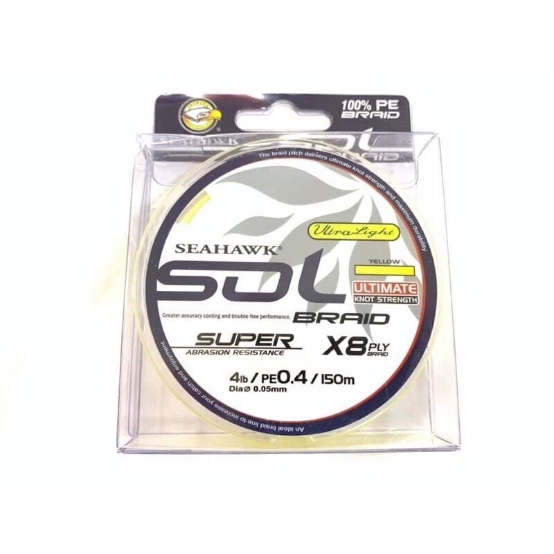 Seahawk SOL X8 Braided Line 4lb 6lb 8lb 150meter (Ultralight Game
