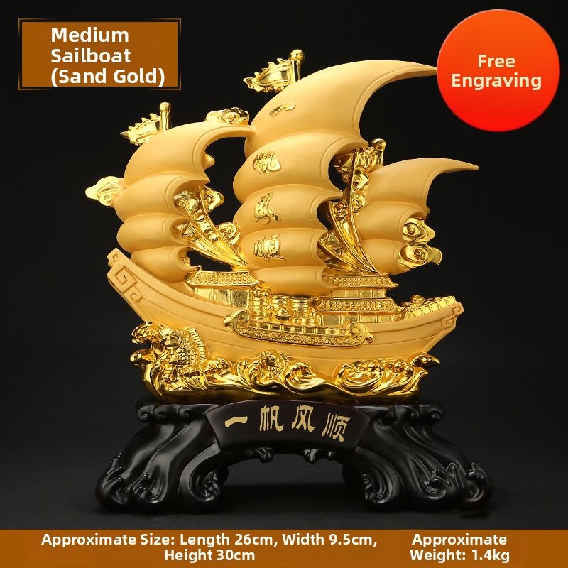 Ji Shanyuan | Lucky Wealth-Attracting Sailboat Figurine
