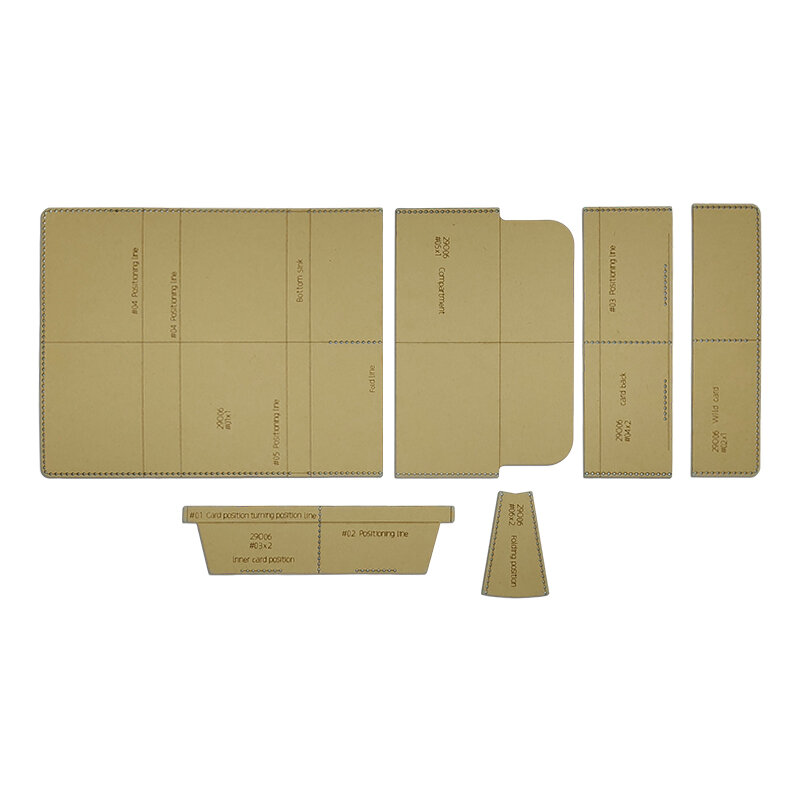 YOMDID 6PCS Handmade Leather Long Wallet Making Kraft Paper Template DIY Wallet Card Bag Version Sewing Pattern Making Stencil