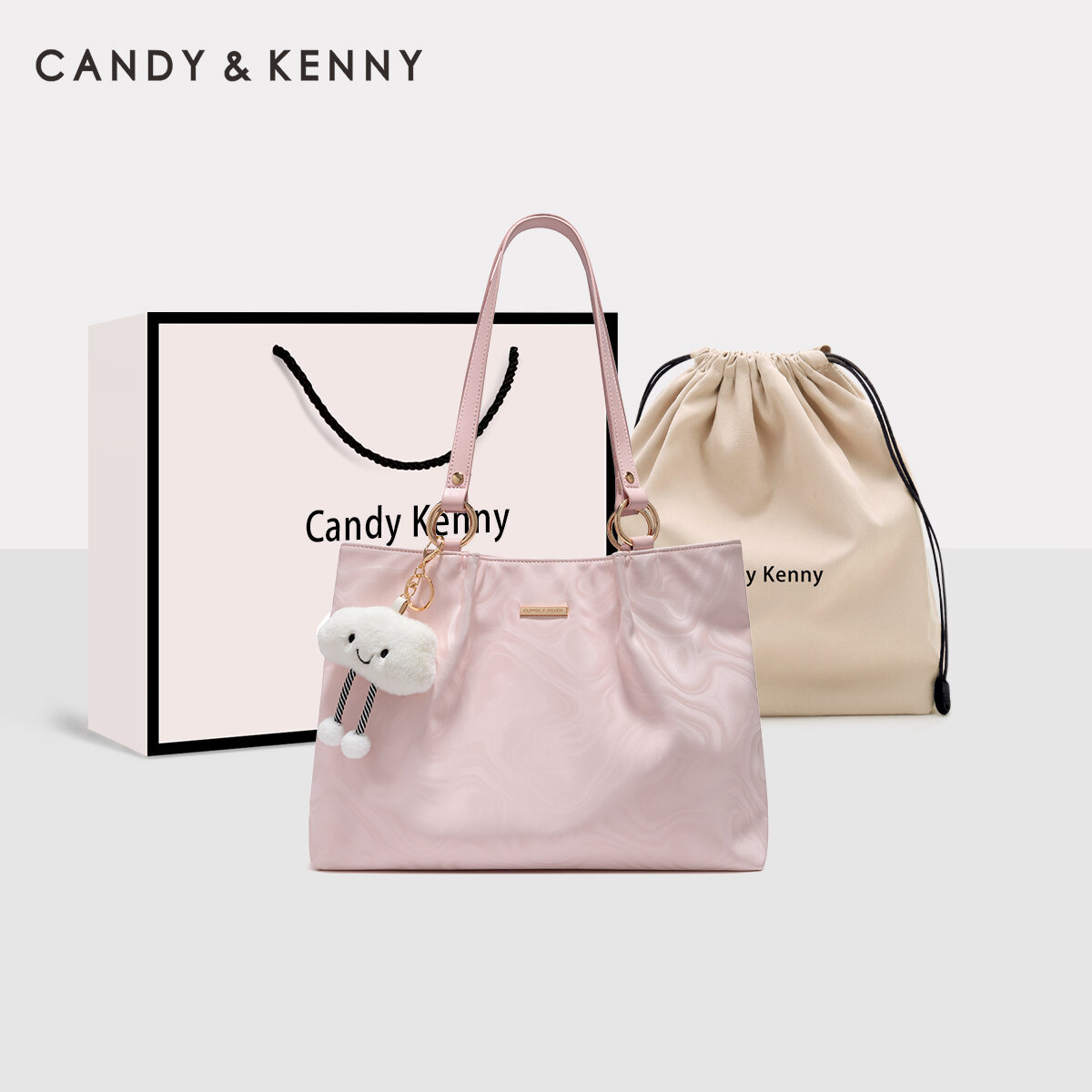Candy&Kenny Commuter Tote Bag Women's Large Capacity Single Shoulder Bag Simple Stylish Casual Shopping Bag Shape PU Leather Harga  213 Ringgit*Penghantaran Percuma